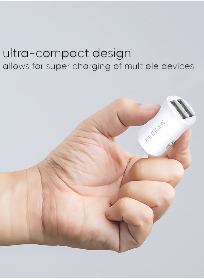 SEEKEN Dual USB CAR CHARGER | Over Voltage Protection | Over Current Protection | Premium Design | High-Quality.