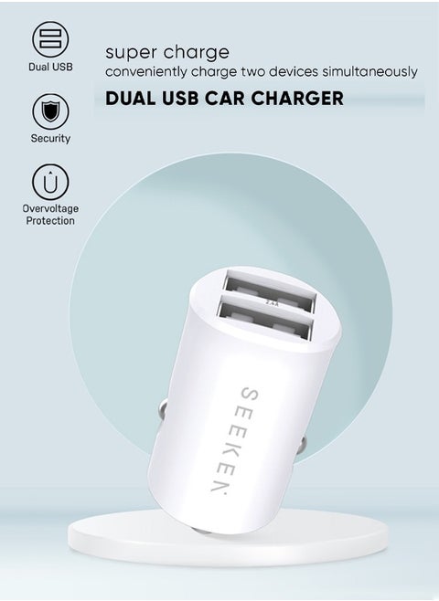 SEEKEN Dual USB CAR CHARGER | Over Voltage Protection | Over Current Protection | Premium Design | High-Quality.