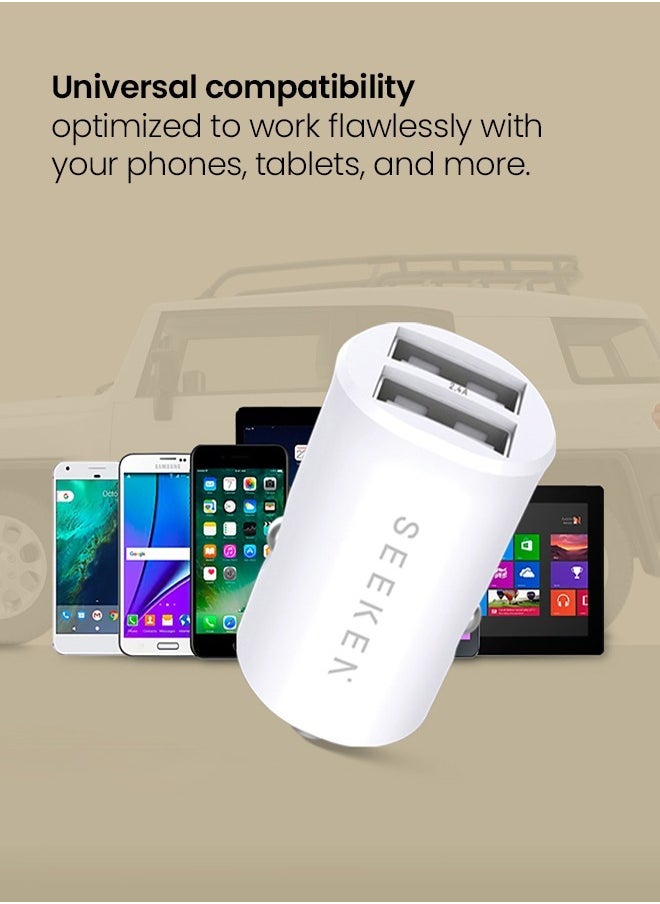 SEEKEN Dual USB CAR CHARGER | Over Voltage Protection | Over Current Protection | Premium Design | High-Quality.