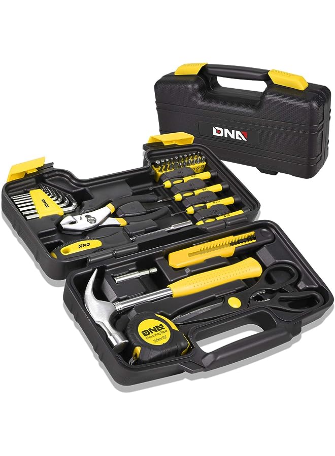 PROMASS مجموعة أدوات محمولة 39 قطعة من Motoring Yellow، صندوق أدوات يدوية منزلية، مفك براغي إصلاح عام، كماشة مطرقة سداسية (Tools-00007) - Image 1