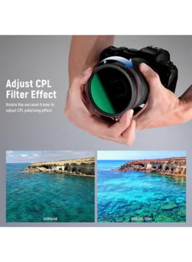 NEEWER 2 in 1 82mm Variable ND Filter ND2–ND32&CPL Filter(Circular Polarizer Filter) No X Cross/30 Layer Nano Coated/HD Optical Glass/Ultra Slim Aluminum Alloy Frame/Water Repellent/Scratch Resistant - Image 3