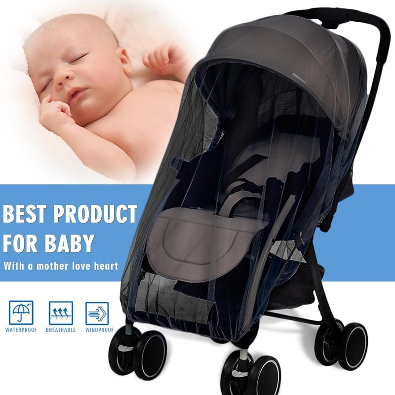 Wanateber Mosquito Net for Stroller 2Pack - Protective Baby Stroller Mosquito Net - Perfect Bug Netting for Strollers, Bassinets, Cradles, Playards, Pack N Plays and Portable Mini Crib (Black) - Image 4