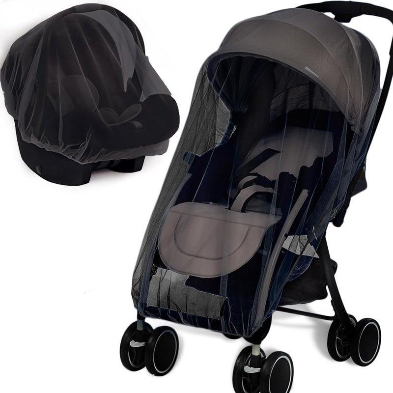 Wanateber Mosquito Net for Stroller 2Pack - Protective Baby Stroller Mosquito Net - Perfect Bug Netting for Strollers, Bassinets, Cradles, Playards, Pack N Plays and Portable Mini Crib (Black) - Image 1