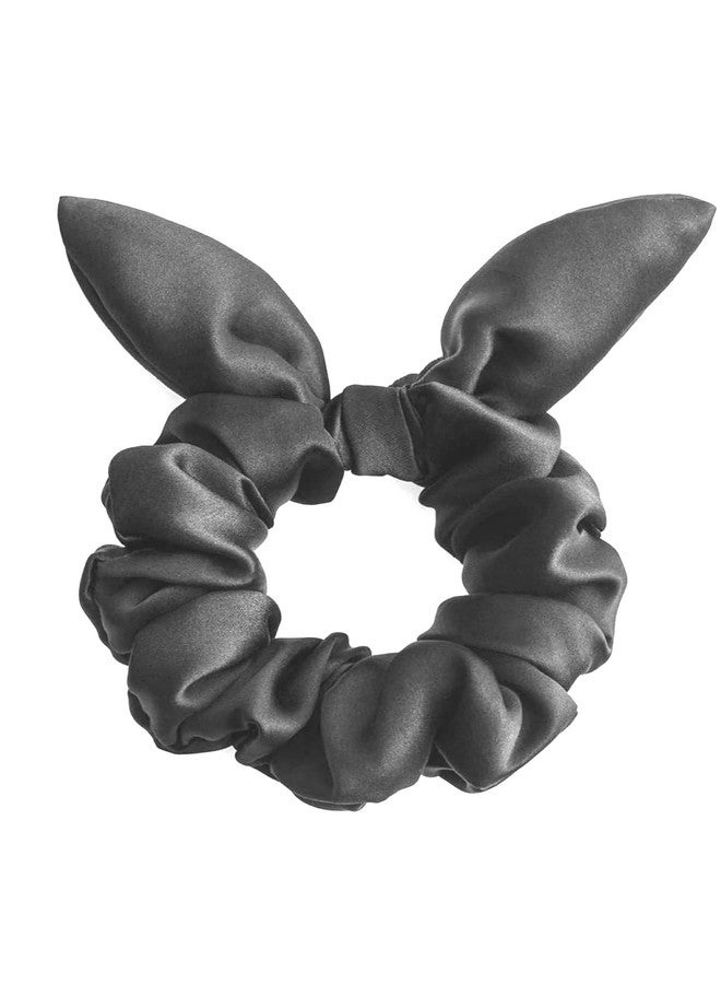 IBDA Black Bunny Silk Hair Scrunchies, Free Size, Handmade, Hair Accessories - Image 2