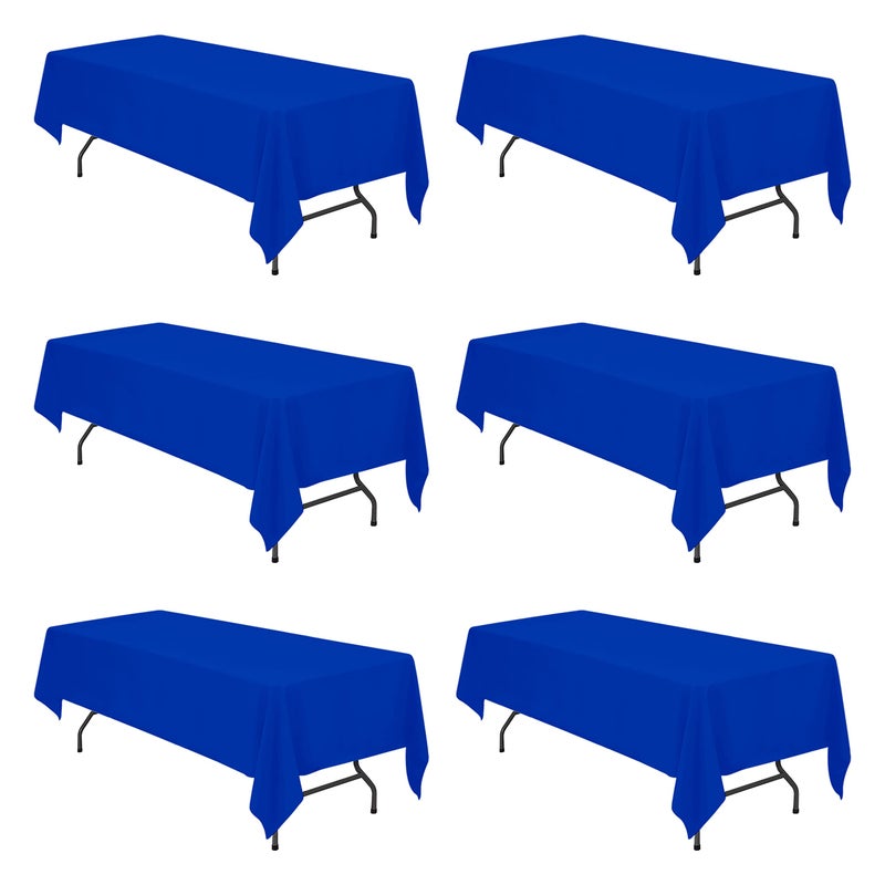 BRILLMAX 6 Pack Royal Blue Tablecloths for 8 Foot Rectangle Tables 60 x 126 Inch  8ft Rectangular Bulk Linen Polyester Fabric Washable Cloth Cover for Wedding Reception Banquet Birthday Party