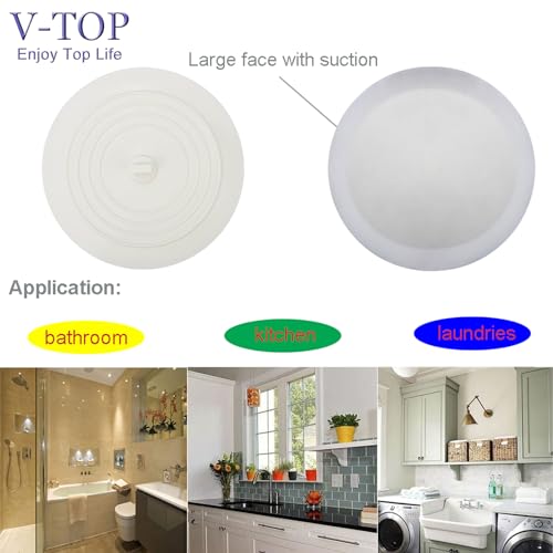 V-TOP Shower Drain Hair Catcher Tub Stopper, V-TOP Drain Cover for Shower to Catcher Hair, Silicone Bathtub Drain Plug Suit for Bathroom Kitchen and Laundry, 4 Pack - Image 5