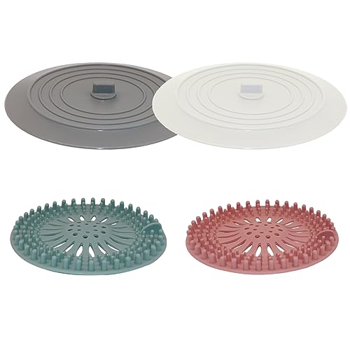 V-TOP Shower Drain Hair Catcher Tub Stopper, V-TOP Drain Cover for Shower to Catcher Hair, Silicone Bathtub Drain Plug Suit for Bathroom Kitchen and Laundry, 4 Pack - Image 1