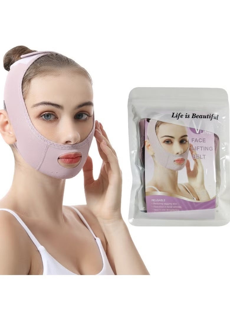 Dougez Double Chin Reducer,V Line Mask Face Lifting Strap,Face Lift Chin Strap Sculpting Tool,Reusable Face Shaper and Lifting Belt,Chin Up Eliminator,Exclusive Formula For Efficient Improvement(Purple) - Image 1