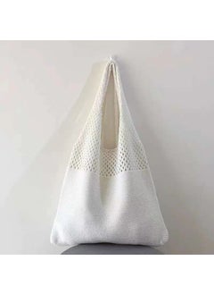 Fashionable Versatile Simple Polyester Fiber Single Shoulder Bag Open Style Underarm Bag For Spring Summer Autumn/Winter White
