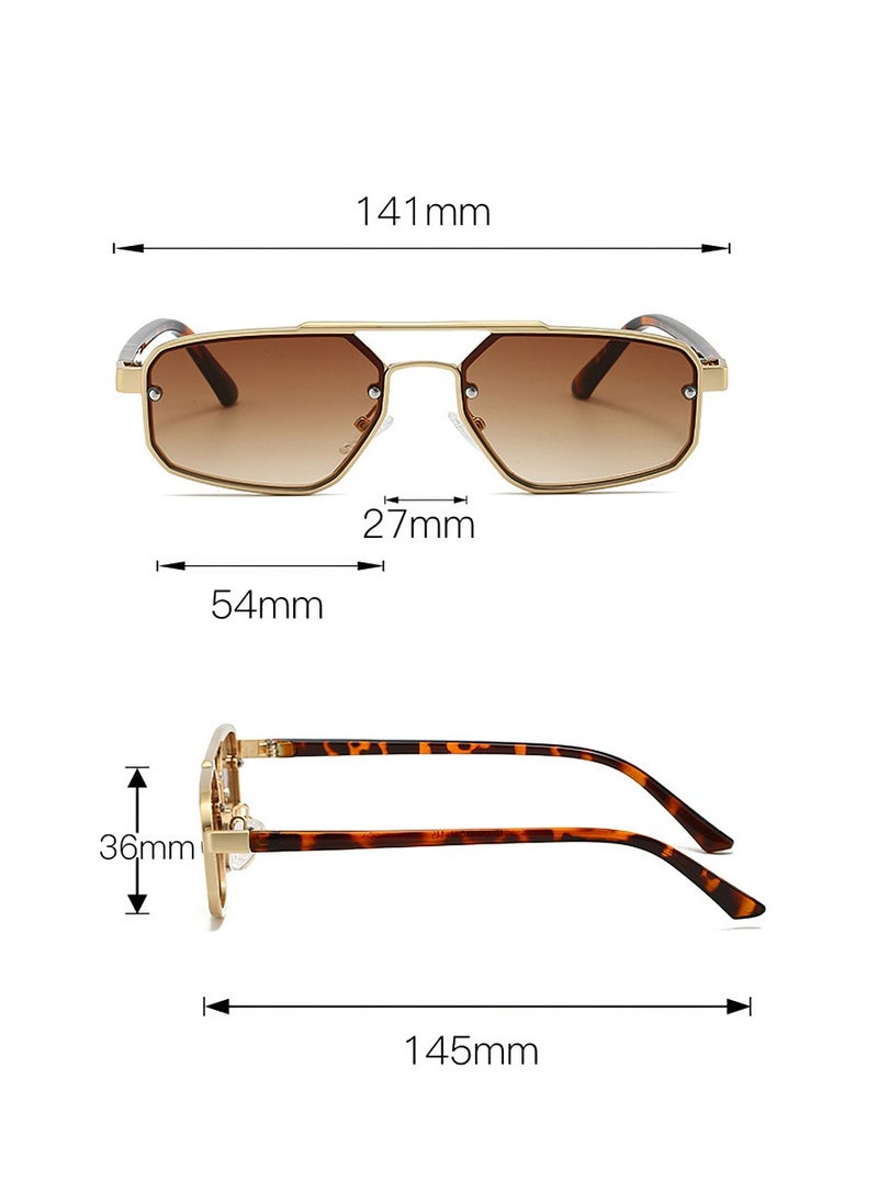 General Retro small frame women's sunglasses women's high-end fashion sunglasses trendy men's and women's double beam glasses  - Image 3