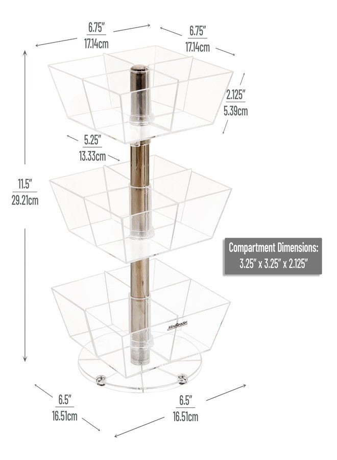 Mind Reader Tea Bag Carousel, 3 Tier Clear Acrylic Organizer with 12 Compartments, 360° Rotating Tea Station for Countertop Storage - Image 3