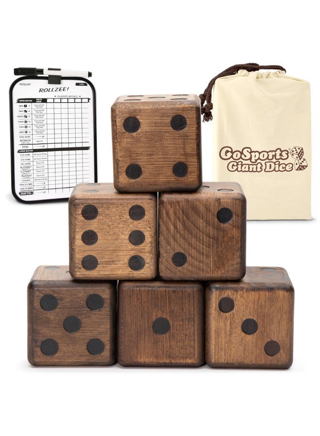 GoSports Giant Wooden Playing Dice Set With Rollzee And Farkle Scoreboard Includes 6 Dice Dryerase Scoreboard And Canvas Tote Bag Choose 2.5 Inch Or 3.5 Inch Dice)  - Image 1
