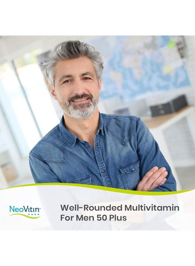 NeoVitin فيتامينات متعددة / معادن متعددة للرجال فوق 50 عامًا مع فيتامين ب، فيتامين د، كالسيوم، فيتامين د، إل-كارنيتين، مسحوق جذر الجنسنغ الآسيوي، مستخلص أوراق الشاي الأخضر، مستخلص جذر الكركم - Image 3