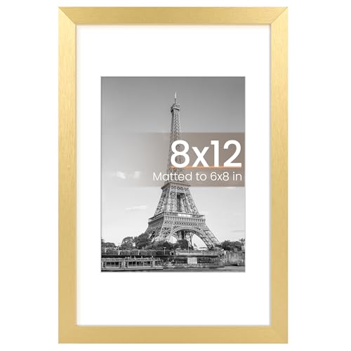 upsimples إطار صور أبسيمبلز 8x12 لعرض الصور 6x8 مع مات أو 8x12 بدون إطار صور معلق باللون الذهبي 1 عبوة