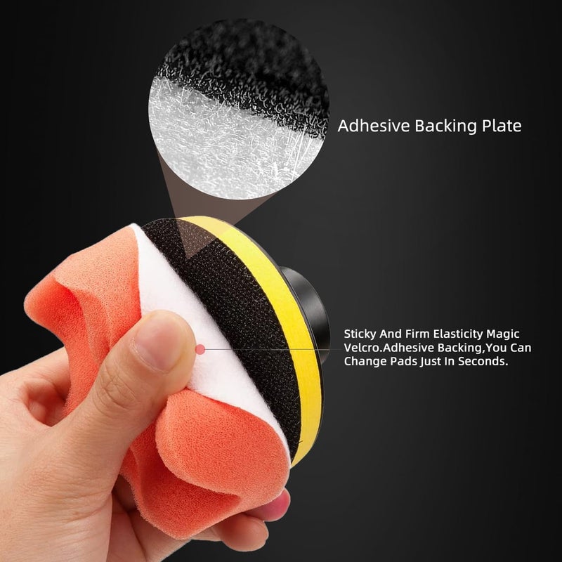 ZFE Drill Polishing Kit for Car, 3''(80mm) 32Pcs Car Foam Buffing Pads, Wool Pads Drill Buffing Pad, Wax Buffer Polisher Attachment with 5/8-11 Thread Backing pad & Adapters - Image 3