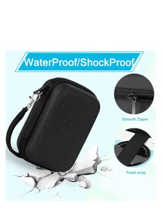 Digital camera bag, can store SD cards, spare batteries, data cables, plugs, etc., suitable for digital camera, travel portable cute small camera bag (black) - Image 4