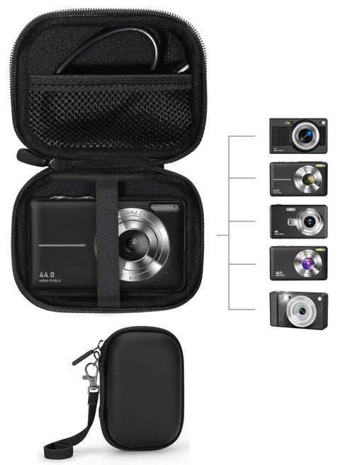 Digital camera bag, can store SD cards, spare batteries, data cables, plugs, etc., suitable for digital camera, travel portable cute small camera bag (black)