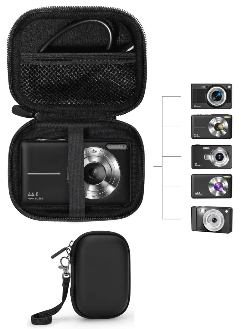 Digital camera bag, can store SD cards, spare batteries, data cables, plugs, etc., suitable for digital camera, travel portable cute small camera bag (black) - Image 1