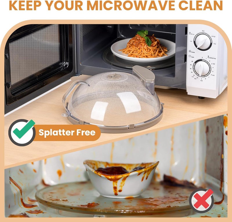Gracenal Microwave Splatter Cover for Food, Upgraded Microwave Cover with Water Steamer, Integrated Handle, Plate Covers, Splatter Guard, Cookware Lid, House Essentials for Gift, 10 Inch - Image 2
