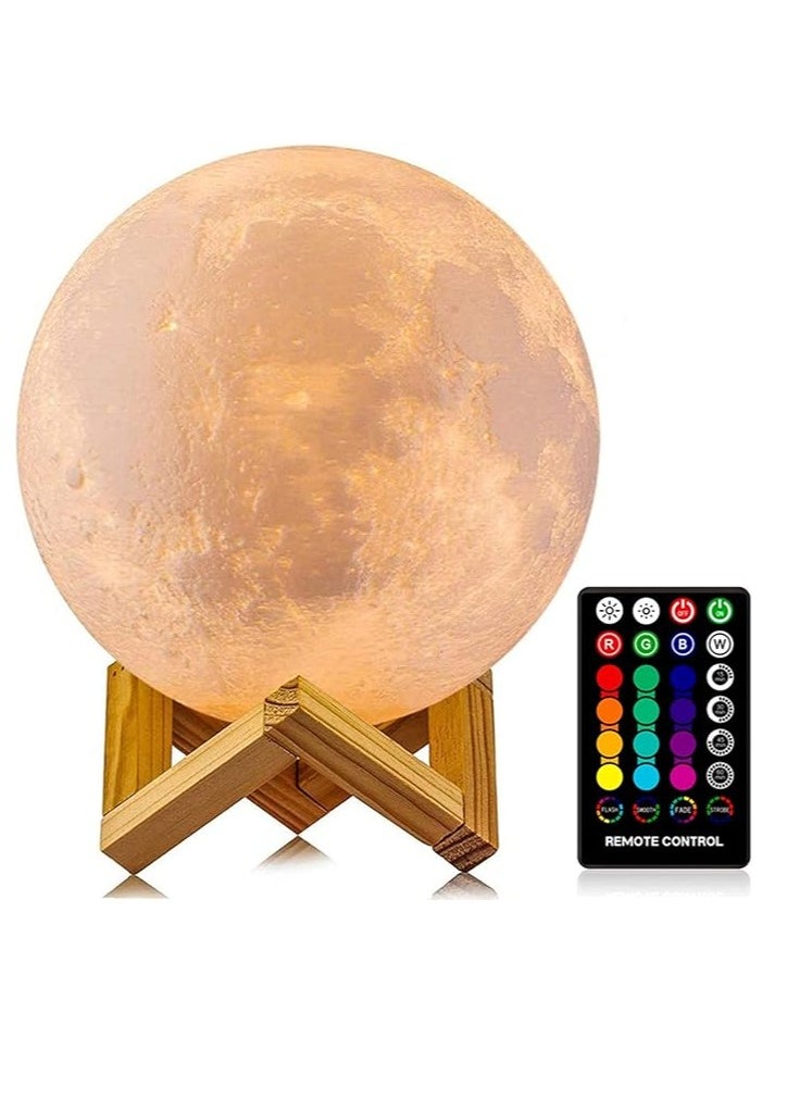 LOGROTATE LED Night Light 3D Printing Moon Light with Stand & Remote/Touch Control and USB Rechargeable, Moon Light Lamps for kids friends Lover Birthday Gifts  - Image 1