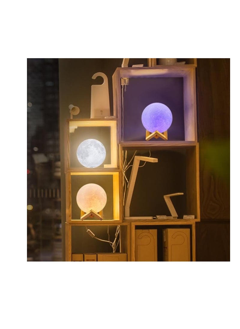 LOGROTATE LED Night Light 3D Printing Moon Light with Stand & Remote/Touch Control and USB Rechargeable, Moon Light Lamps for kids friends Lover Birthday Gifts  - Image 2