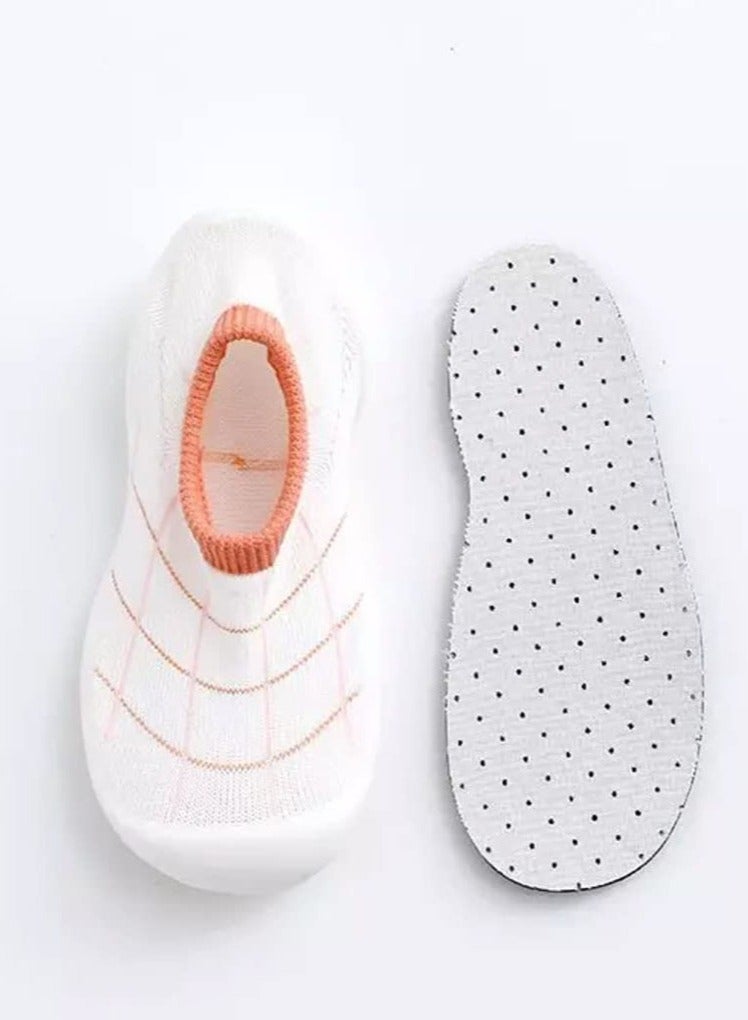 S SYMEFER Baby Sock Shoes with anti slip rubber First-Walking Shoes for Boy and Girls, Lightweight Bthable Cotton Indoor Sock Shoes for Baby Little Girls Boys, Pink-M - Image 3