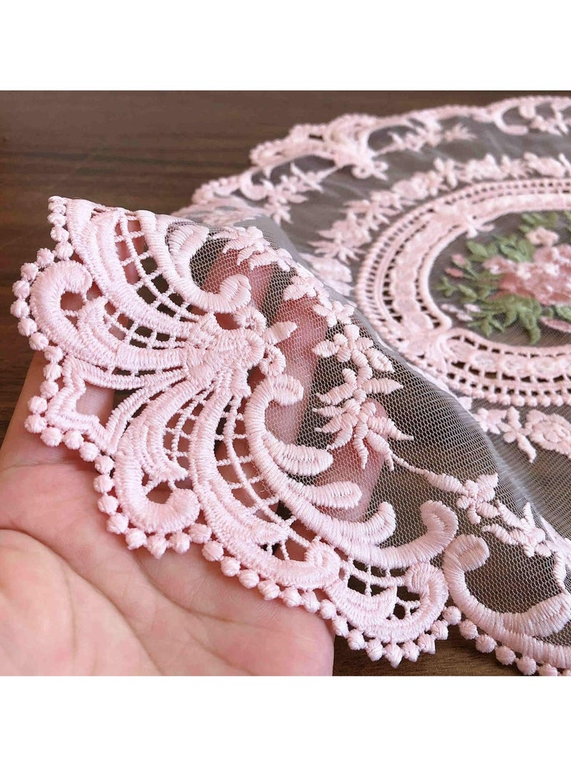 Generic Retro French Style Lace Placemats Fashionable Embroidered Cup Mat vase mat 12”x 16”,pink  - Image 5