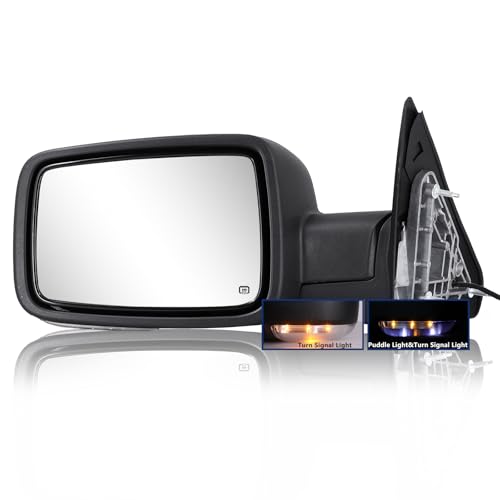 Sanooer Side Mirror Compatible with Towing Mirror 2009-2018 Dodge Ram 1500 2010-2018 Dodge Ram 2500 3500 4500 5500 with Power Heated Turn Signal temperature sensor Manual Folding Only Left Side - Image 1