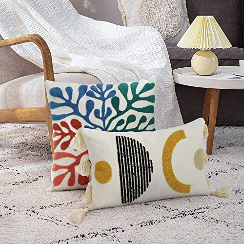 Merrycolor Boho Abstract Matisse Throw Pillow Covers 18x18 Soft Tufted Colorful Pillow Covers Mid Century Aesthetic Art Modern Boho Pillows Decorative Throw Pillow Case for Couch Living Room Bed - Image 2