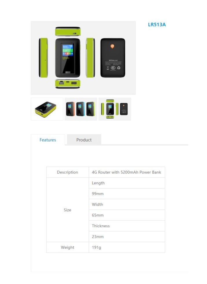 MifiData - MifiData LR513A 4G Router With (5200mAh Power Bank) - Image 1