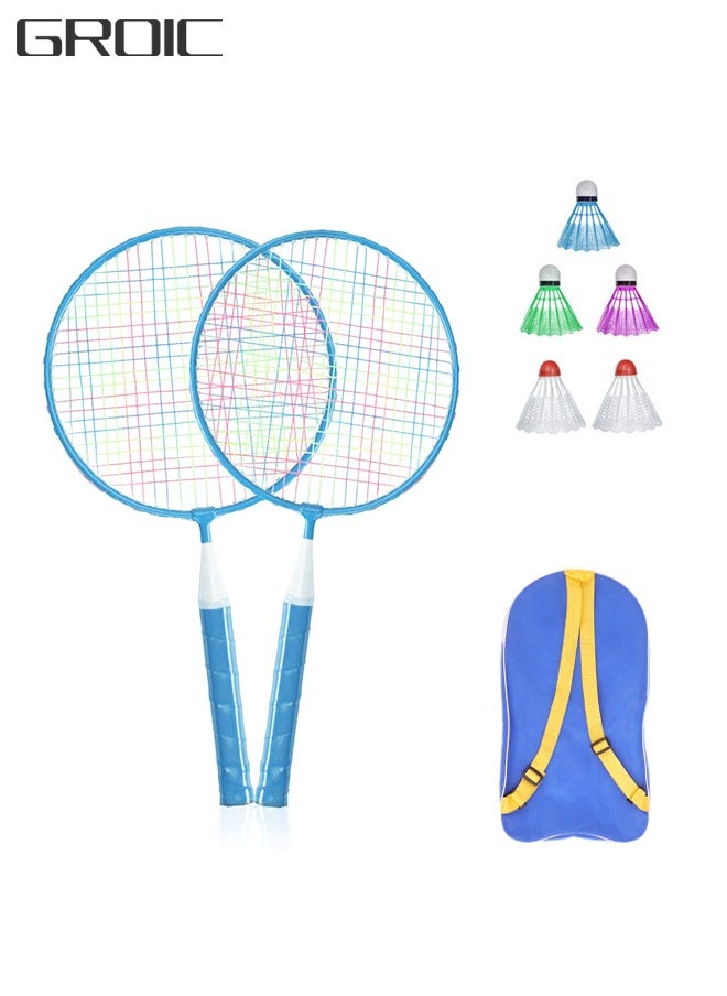 GROIC Badminton Rackets for Kids, Badminton Racquet Set for Toddler Indoor/Outdoor Sport Game Including 4 Badminton and Badminton Racket for Children 1 Pair  - Image 1