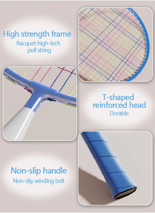 GROIC Badminton Rackets for Kids, Badminton Racquet Set for Toddler Indoor/Outdoor Sport Game Including 4 Badminton and Badminton Racket for Children 1 Pair  - Image 4
