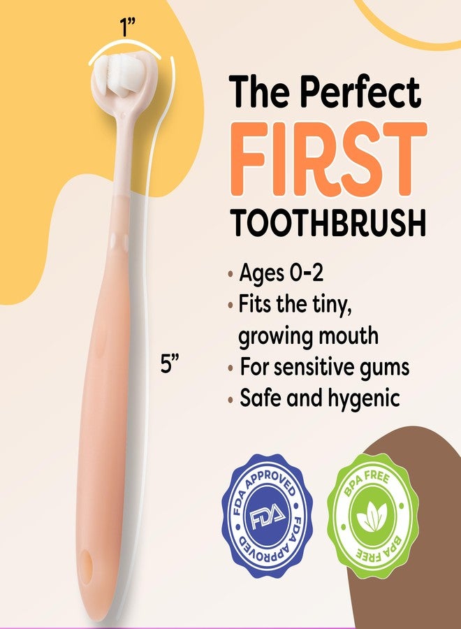 Trueocity Extra Soft Toddler Toothbrush, Toddler Toothbrushes 1-2 2-4, Toothhugger High Efficient 3 Sides Baby Toothbrush 12 Months and Up, Infant Training Brush, 10,000 Ultra-Soft bristles (Apricot) - Image 4
