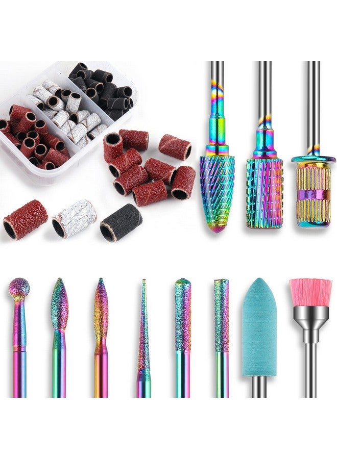 Depvko 11Pcs Nail Drill Bits With 75Pcs File Sanding Bands (80120180 Grits) 3/32 Inch Tungsten Carbide Drill Bit Set For Acrylic Gel Nails Manicure Pedicure - Image 1