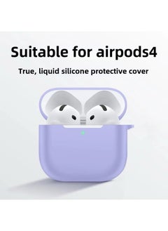 Generic Airpods4 Protective Cover Apple 4 Generation Wireless Bluetooth Headset Silicone Solid Color Earphone Case-Color:Lavender Purple-Applicable Models:Airpods 4th Generation  - Image 1