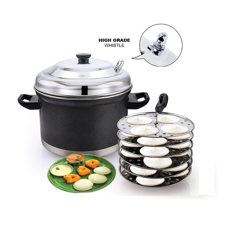 Klassi Kichen Stainless Steel Idli Cooker with 6 Plates | Heavy Duty Idli Maker with Bakelite Handle | Gas Stove & Induction Compatible | Steamer for Idli, Dhokla & Modak | Kitchen Cooking Accessories - Image 4
