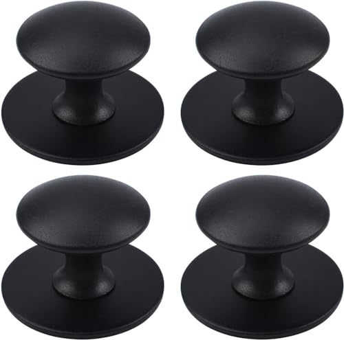 MOROBOR Adhesive Cabinet Knobs, 4pcs Self-Stick Instant Kitchen Cabinet Knobs Drawer Pulls Stainless Steel Drawer Knobs for Windows, Wardrobes, Cabinets, Drawers (Matte Black) - Image 1
