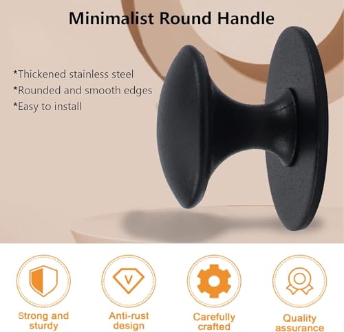 MOROBOR Adhesive Cabinet Knobs, 4pcs Self-Stick Instant Kitchen Cabinet Knobs Drawer Pulls Stainless Steel Drawer Knobs for Windows, Wardrobes, Cabinets, Drawers (Matte Black) - Image 3