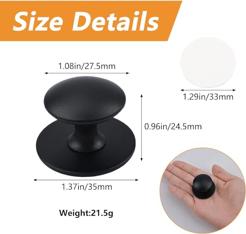 MOROBOR Adhesive Cabinet Knobs, 4pcs Self-Stick Instant Kitchen Cabinet Knobs Drawer Pulls Stainless Steel Drawer Knobs for Windows, Wardrobes, Cabinets, Drawers (Matte Black) - Image 2
