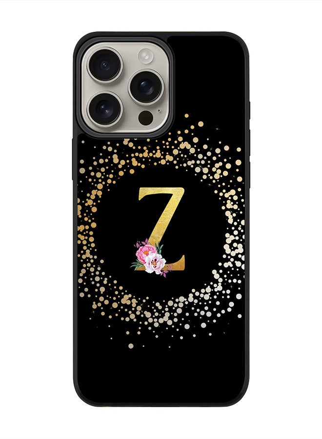 Stylizedd For iPhone 16 Pro Max Case [Compatible with MagSafe] Slim Magnetic cover Phone Case iPhone 16 Pro Max -Custom Monogram Floral - Z ( Black ) - Image 1