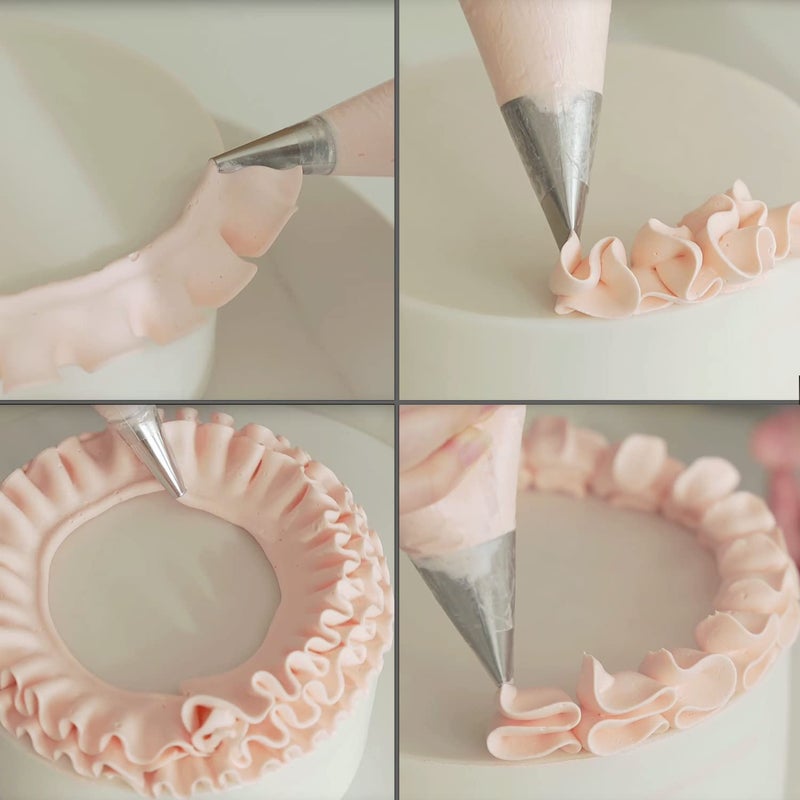 Suuker 7 Pieces Pleated Skirt Piping Nozzles Set, Stainless Steel Russian Nozzles Tips Piping Set For Pastry Fondant,Cake Decorating Supplies Baking Set Tools - Image 5