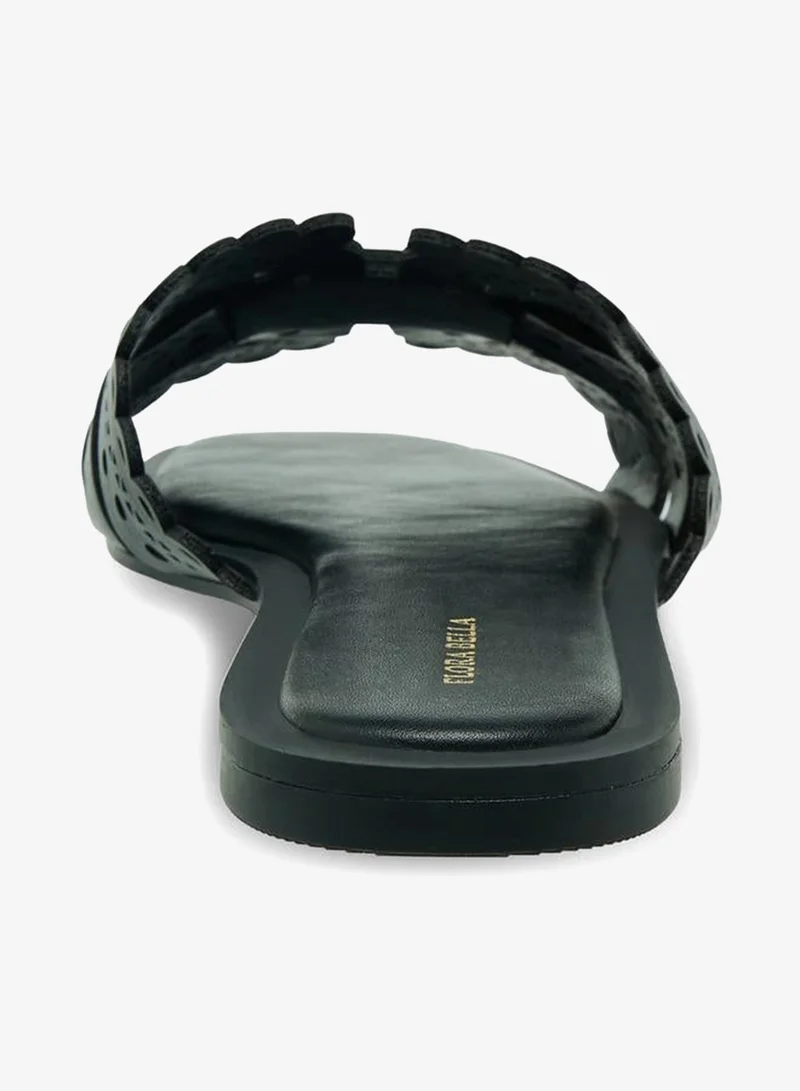 Flora Bella By Shoexpress BLACK Women Laser Cut Flat Sandals for Women | Best Price UAE