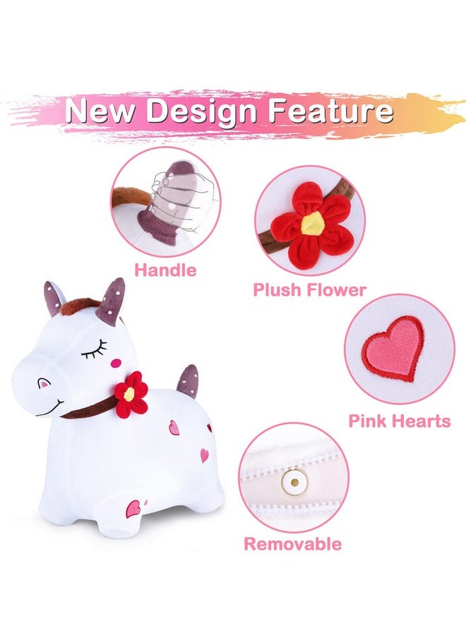 iPlay, iLearn iPlay, iLearn Bouncy Pals White Hopping Horse, Inflatable Bouncing Animal Hopper Toy W/Pump, Plush Ride on Bouncer, Indoor Outdoor Birthday Gifts for 18 24 Month 2 3 4 5 Year Old Toddler Kid Boy Girl  - Image 3