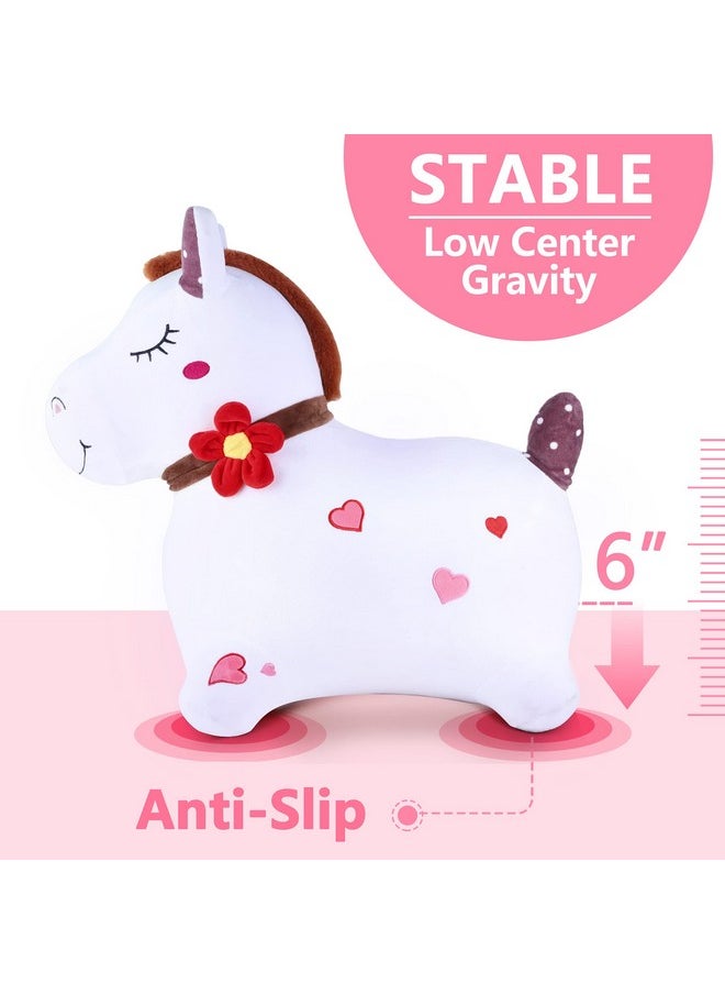 iPlay, iLearn iPlay, iLearn Bouncy Pals White Hopping Horse, Inflatable Bouncing Animal Hopper Toy W/Pump, Plush Ride on Bouncer, Indoor Outdoor Birthday Gifts for 18 24 Month 2 3 4 5 Year Old Toddler Kid Boy Girl  - Image 5