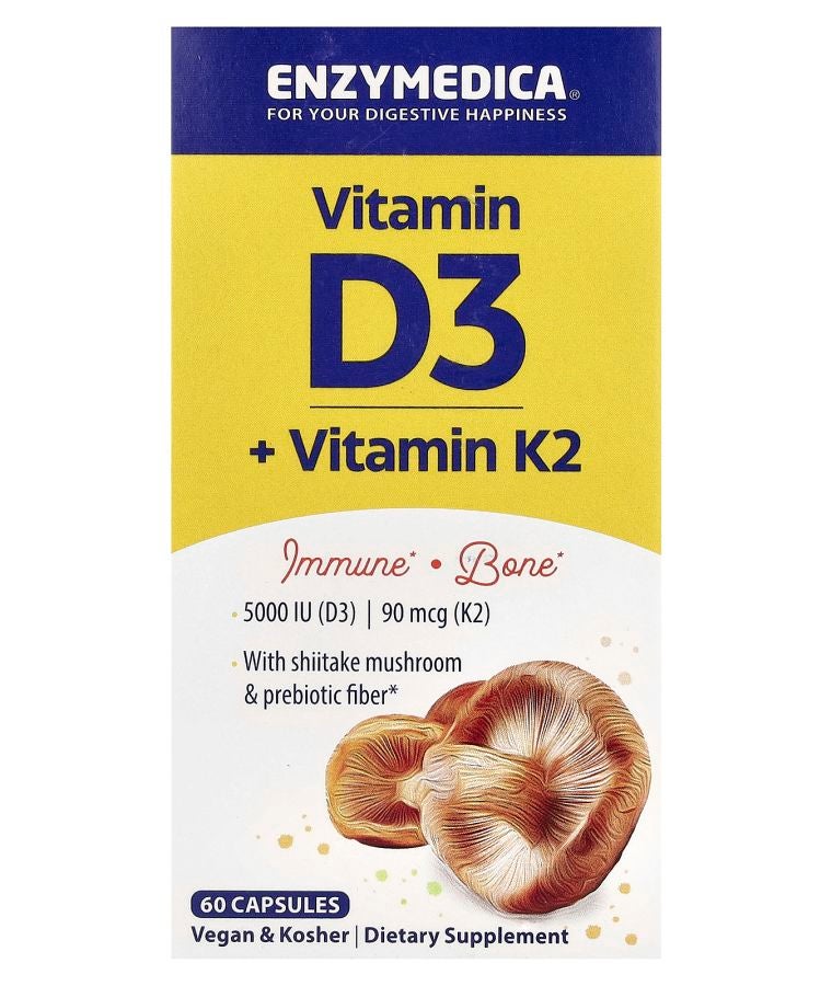ENZYMEDICA Vitamin D3 + Vitamin K2 60 Capsules