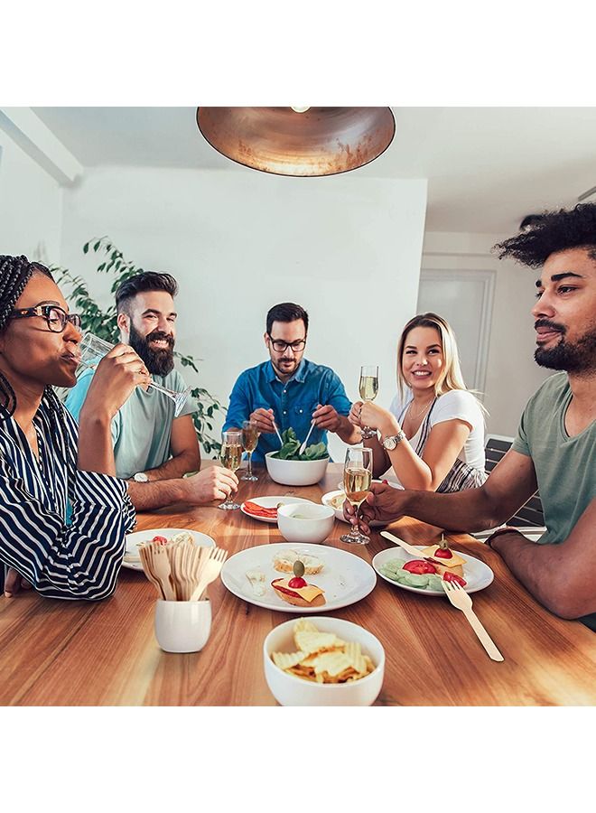 SNH Packing Disposable Wooden Cutlery Set Natural, Eco-Friendly Bamboo Utensils Forks, Spoons, and Knives With Napkin - 50 Pieces - Image 5