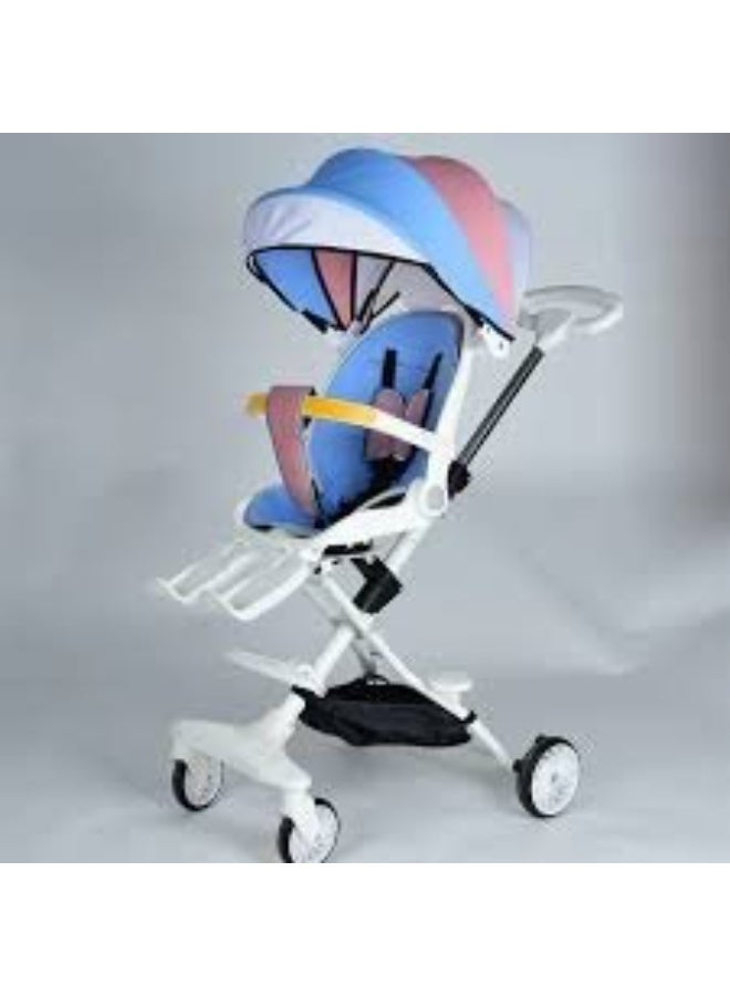 Portable seater stroller, four-wheel stroller with high-view seating, antique stroller, foldable stroller - Image 4