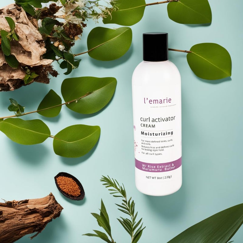 L'emarie Curl Activator Cream for Moisturizing, Defined & Healthy Curls With Rice Extract & Murumuru Seed Butter 8 ounces - Image 2
