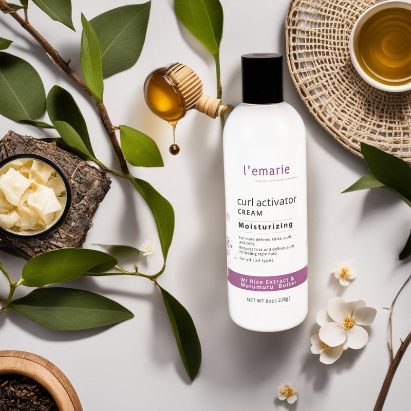 L'emarie Curl Activator Cream for Moisturizing, Defined & Healthy Curls With Rice Extract & Murumuru Seed Butter 8 ounces - Image 3