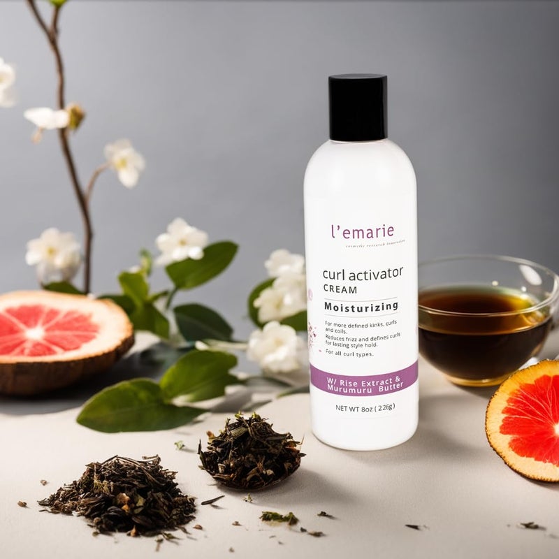 L'emarie Curl Activator Cream for Moisturizing, Defined & Healthy Curls With Rice Extract & Murumuru Seed Butter 8 ounces - Image 4